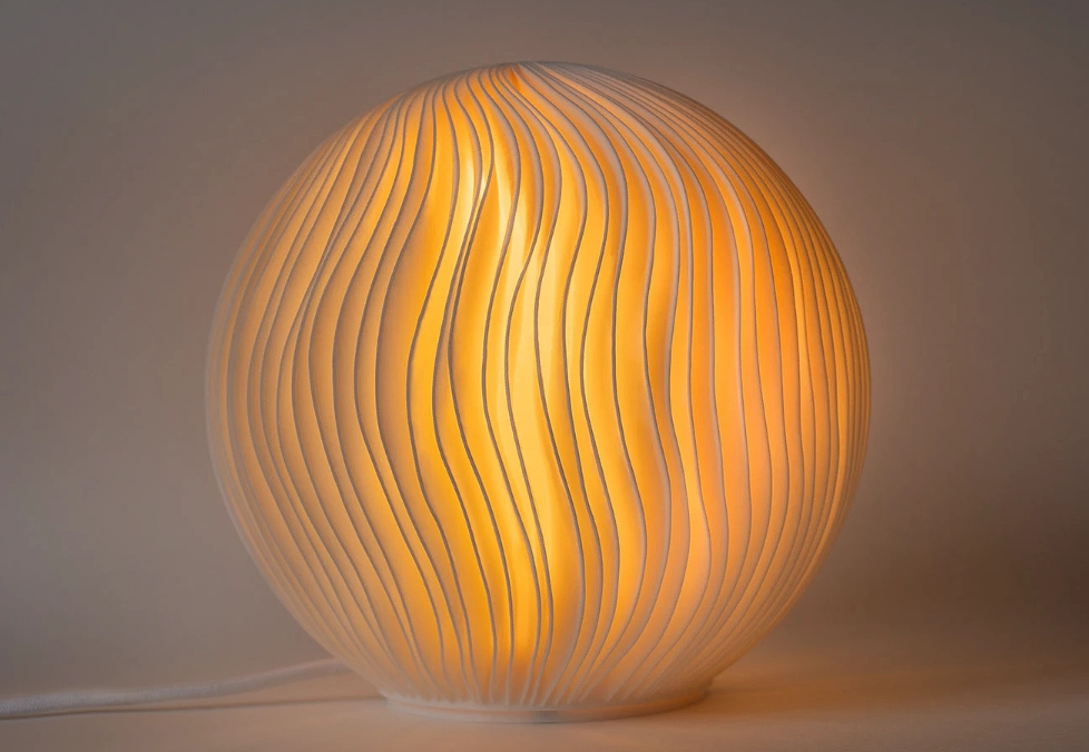 波浪条纹球形台灯