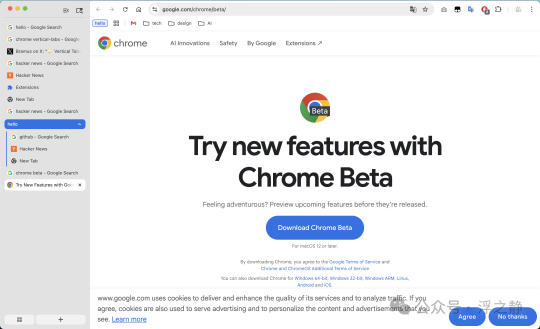 Chrome Beta 下载页面