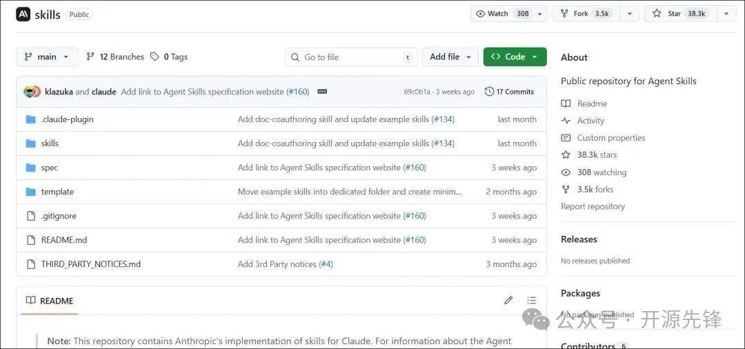 Anthropic官方skills仓库GitHub页面