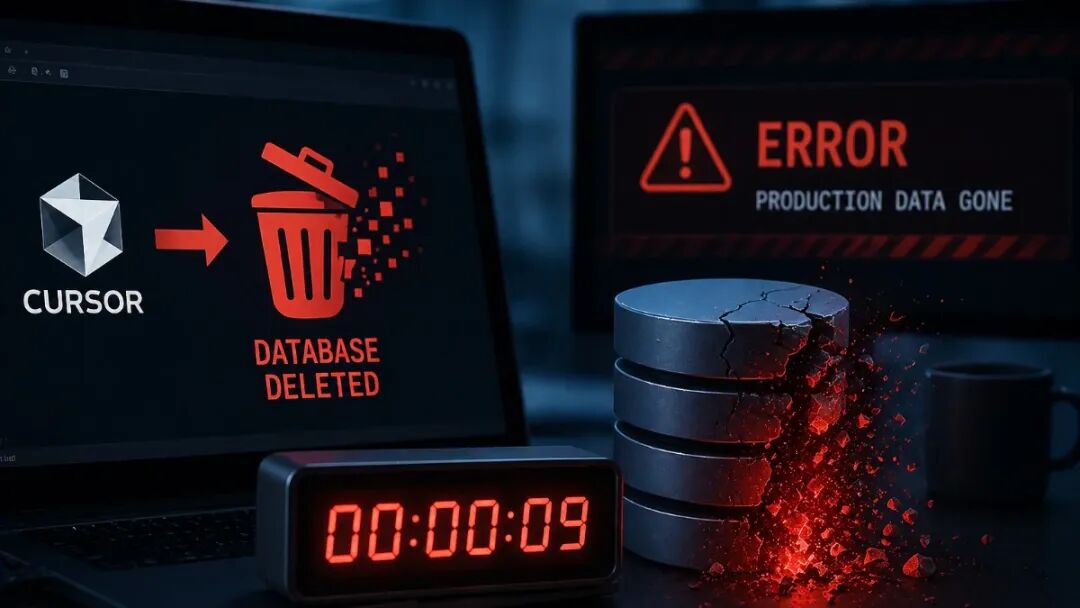 AI编程助手误删数据库灾难插画
