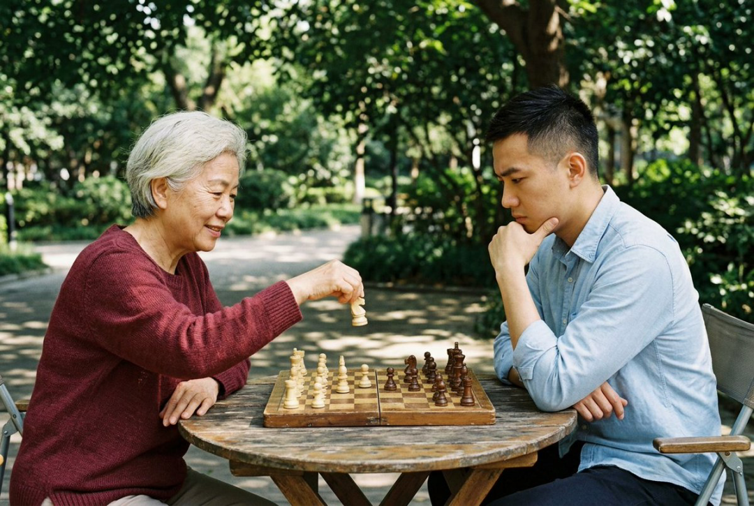 Nano Banana 2.1 生成的户外下棋场景示例