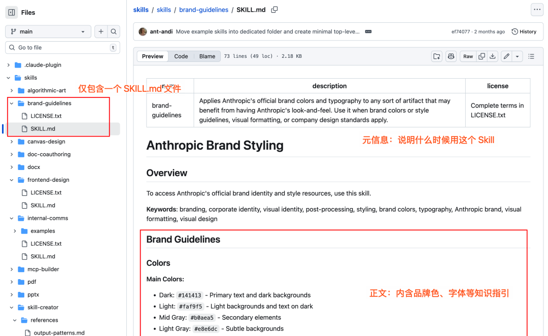 Brand-Guidelines Skill 的SKILL.md文件内容