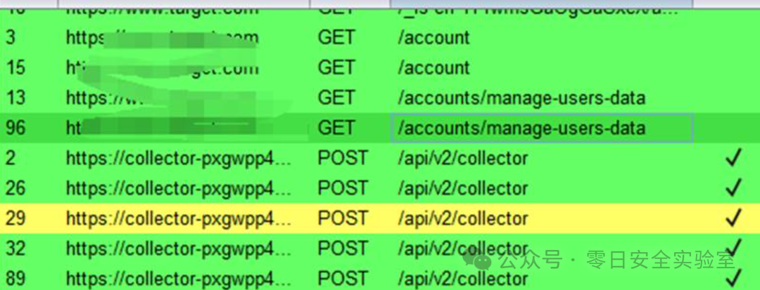 BurpSuite代理历史记录显示若干请求