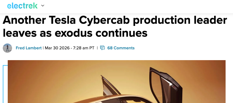 特斯拉Cybercab高管离职报道截图