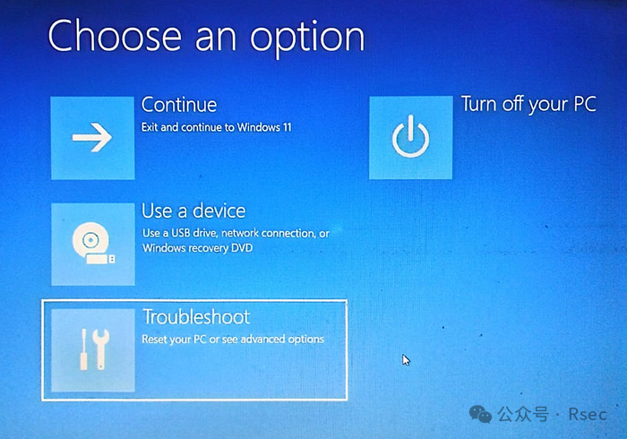 Windows 系统启动选项界面