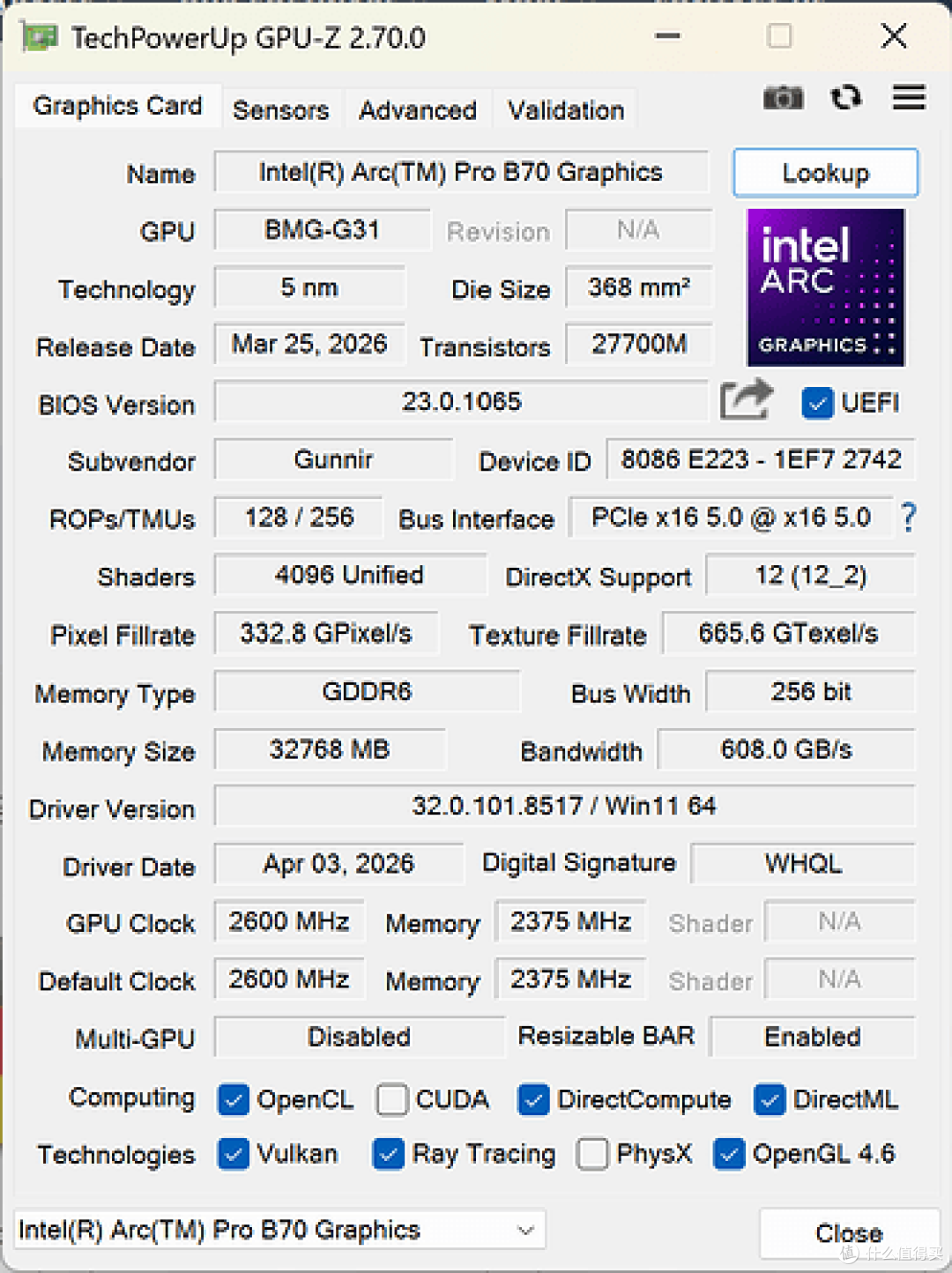 GPU-Z规格信息