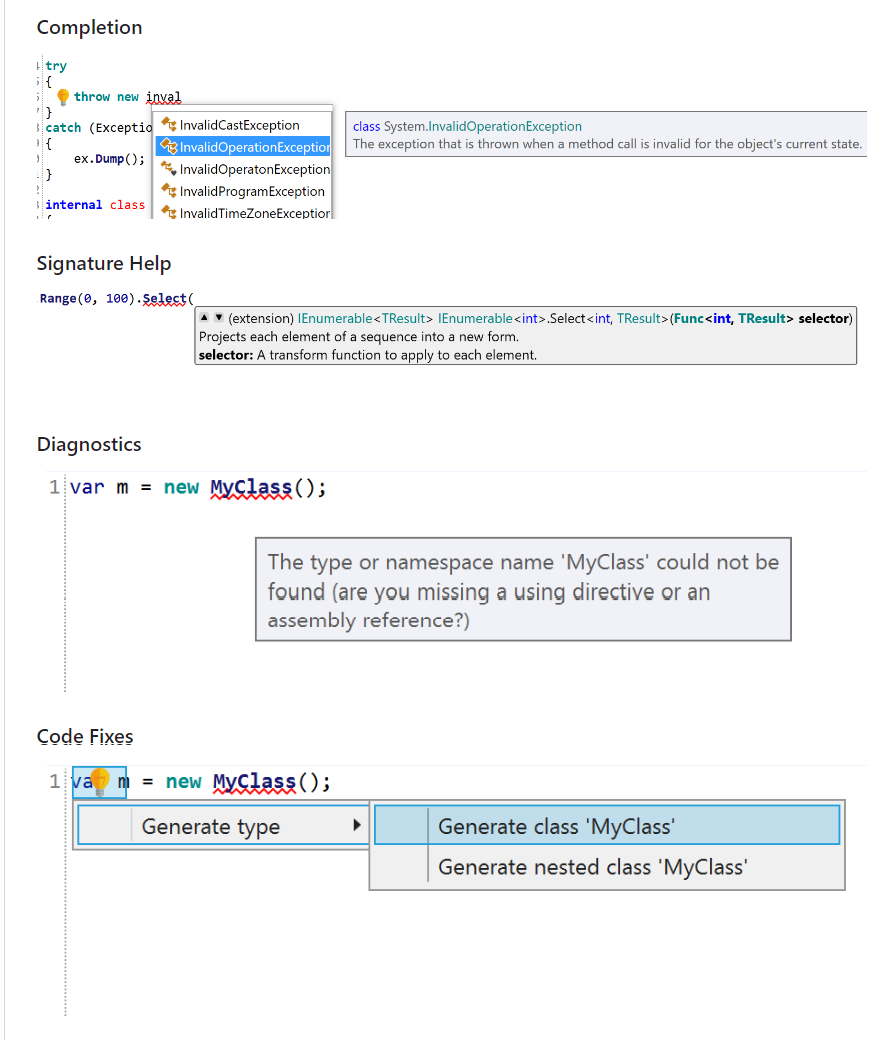 RoslynPad 代码自动补全与诊断功能演示