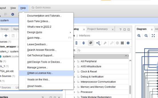 打开Vivado许可证管理菜单