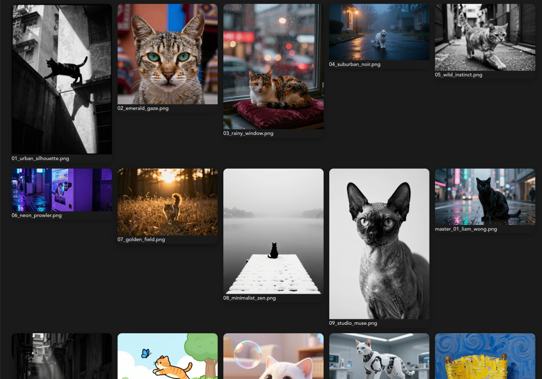 Z-Image生成的不同场景猫咪图片