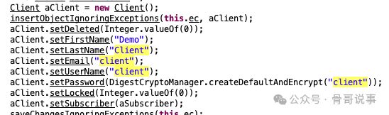 显示创建静态凭证客户账户的Java代码