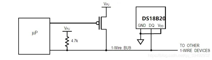 基于DS18B20的1-Wire总线连接电路图