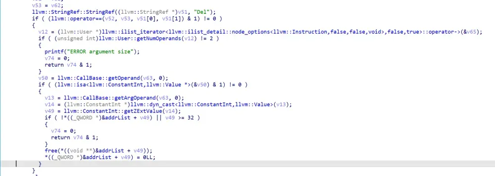 Del函数释放堆块的代码