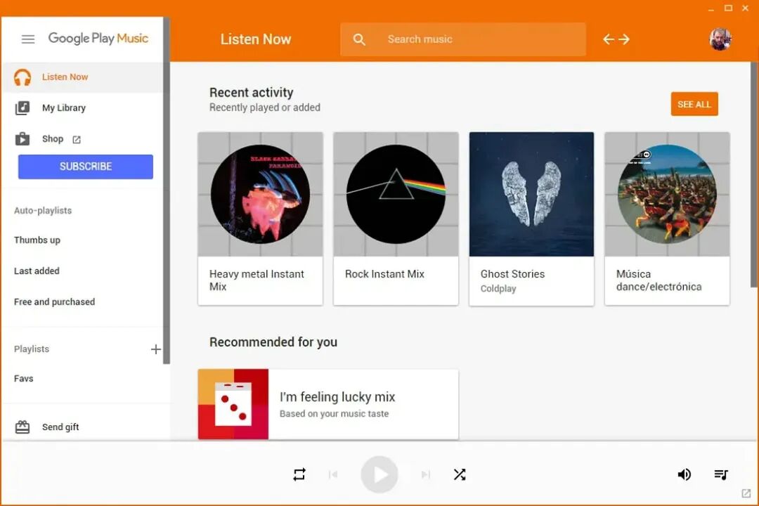 Google Play Music 应用界面截图