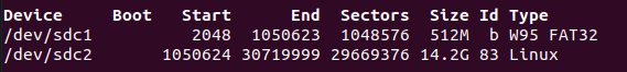 U盘分区信息 fdisk 输出