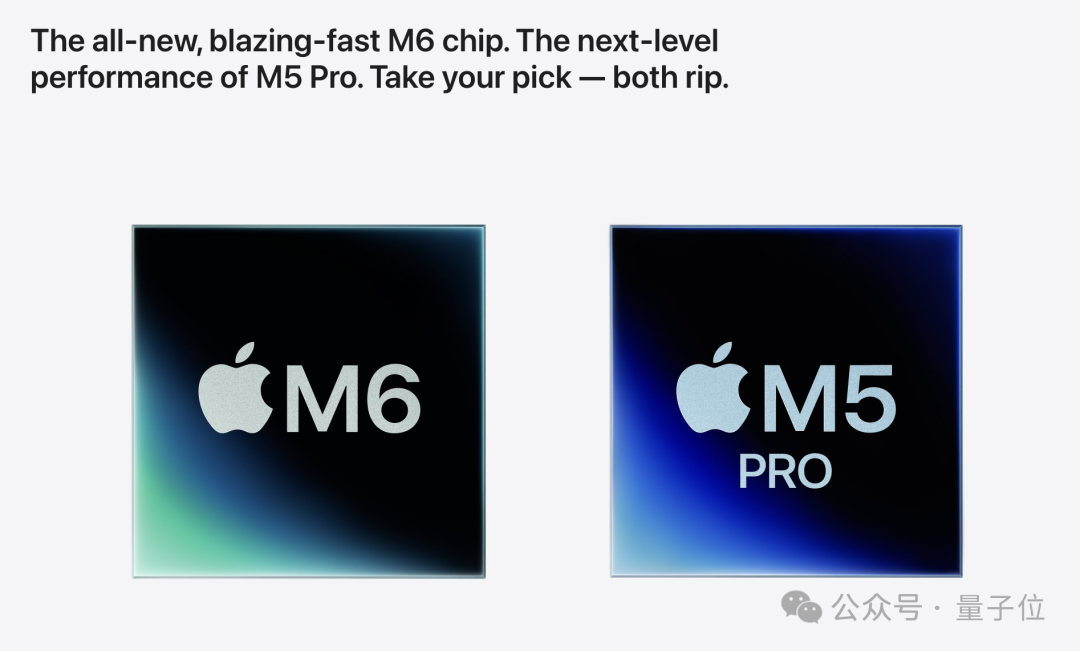 苹果 M6 与 M5 Pro 芯片对比宣传图