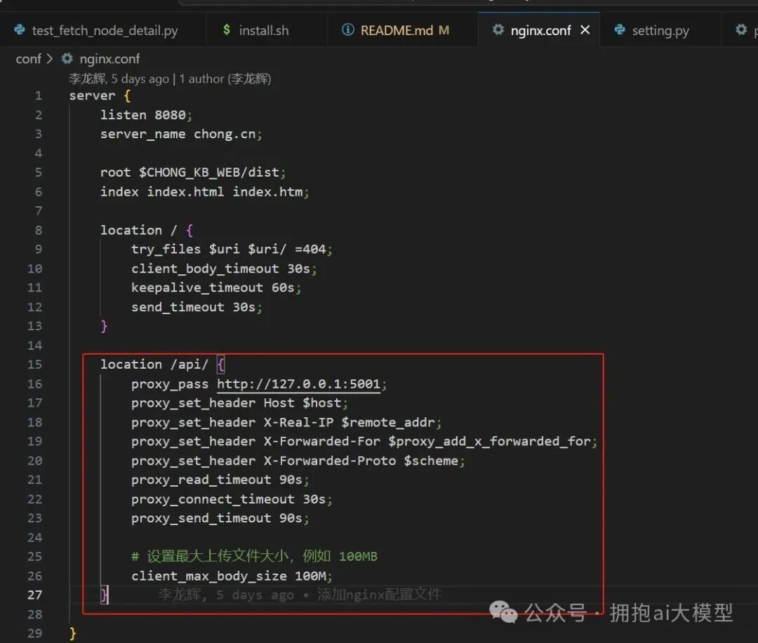 Nginx配置文件中/api/的代理设置