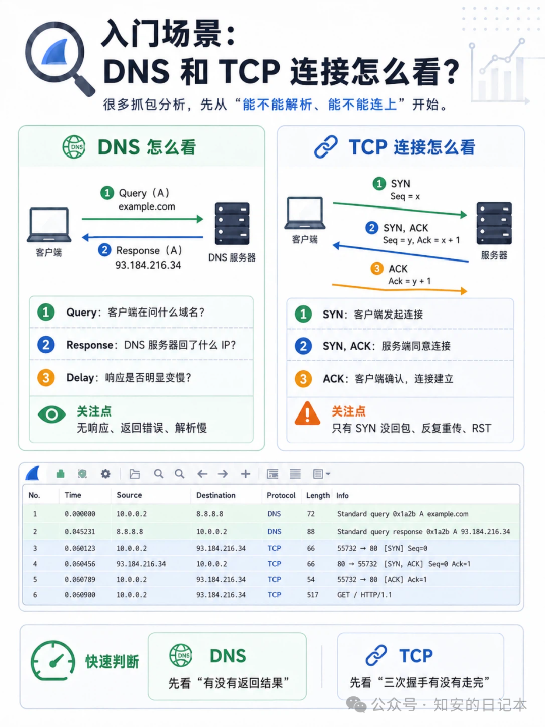 入门场景：DNS和TCP连接怎么看