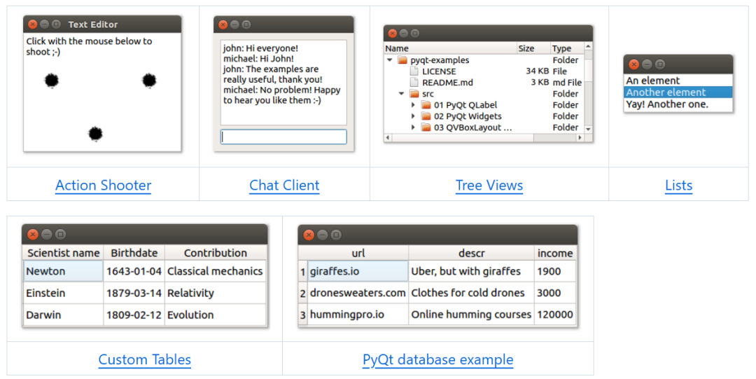 PyQt各类控件与程序示例