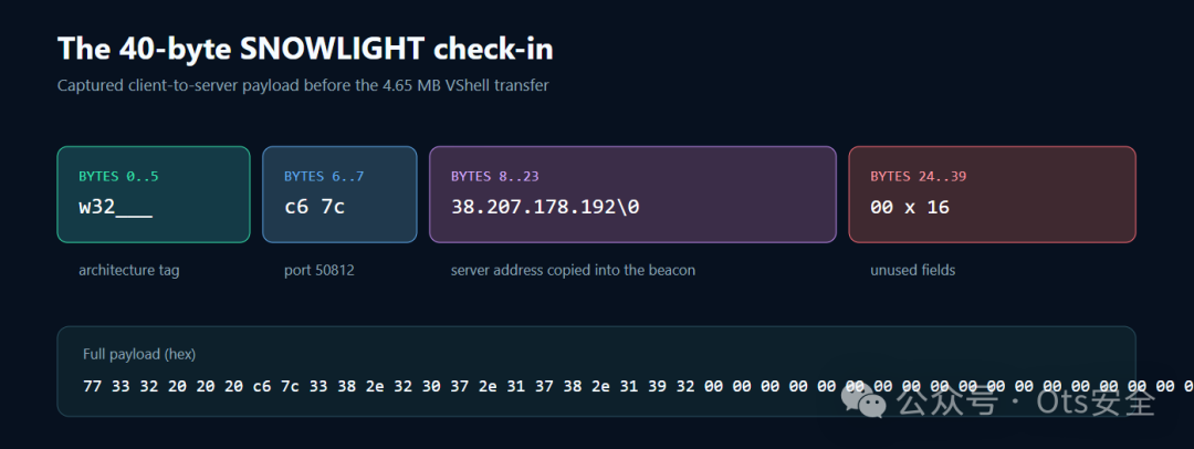 SNOWLIGHT 40字节check-in payload分析