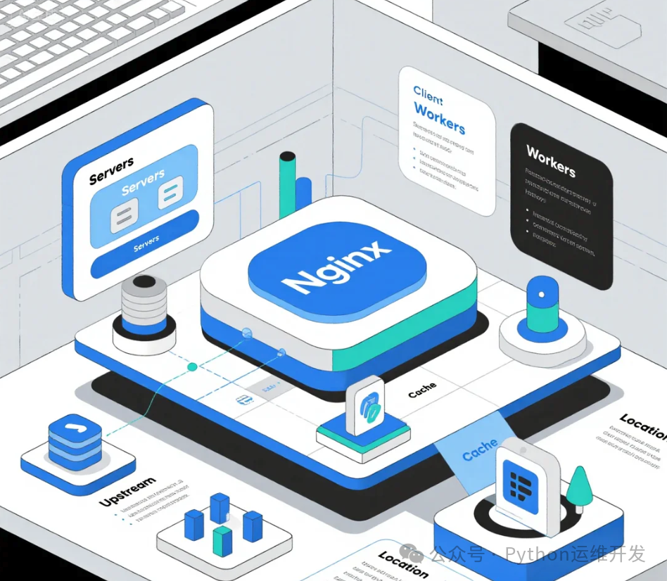 Nginx核心组件与处理流程架构示意图