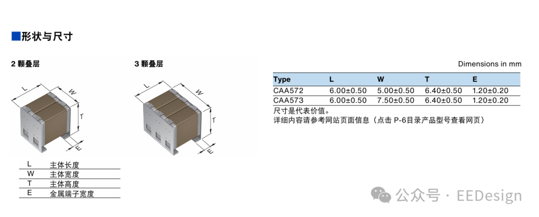 金属端子型电容尺寸规格示意图