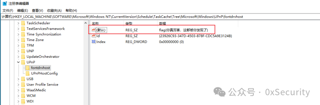 注册表路径下计划任务项的键值，其中包含隐藏信息