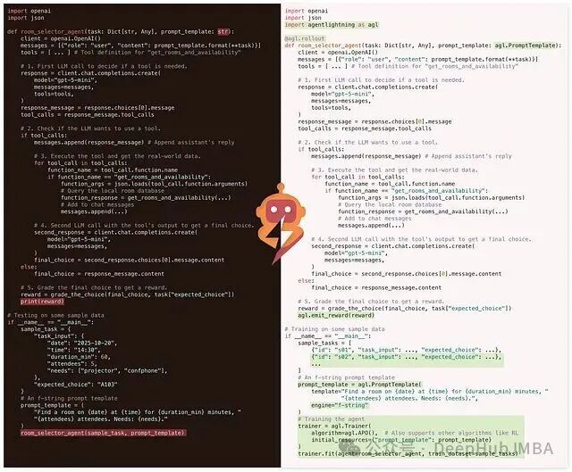 使用Agent Lightning进行Agent训练的示例代码