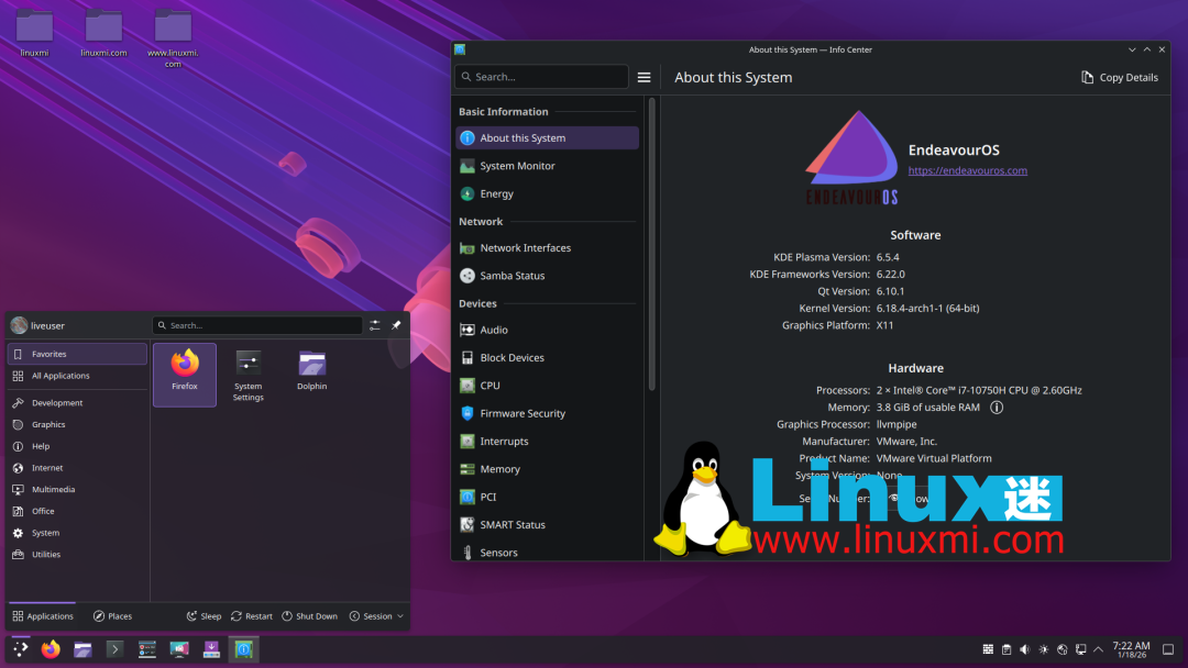 EndeavourOS 系统信息详情界面