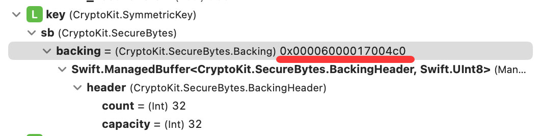 SymmetricKey对象内存结构