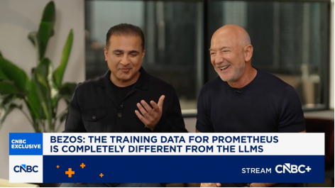 CNBC独家:贝佐斯称Prometheus训练数据完全不同于大型语言模型