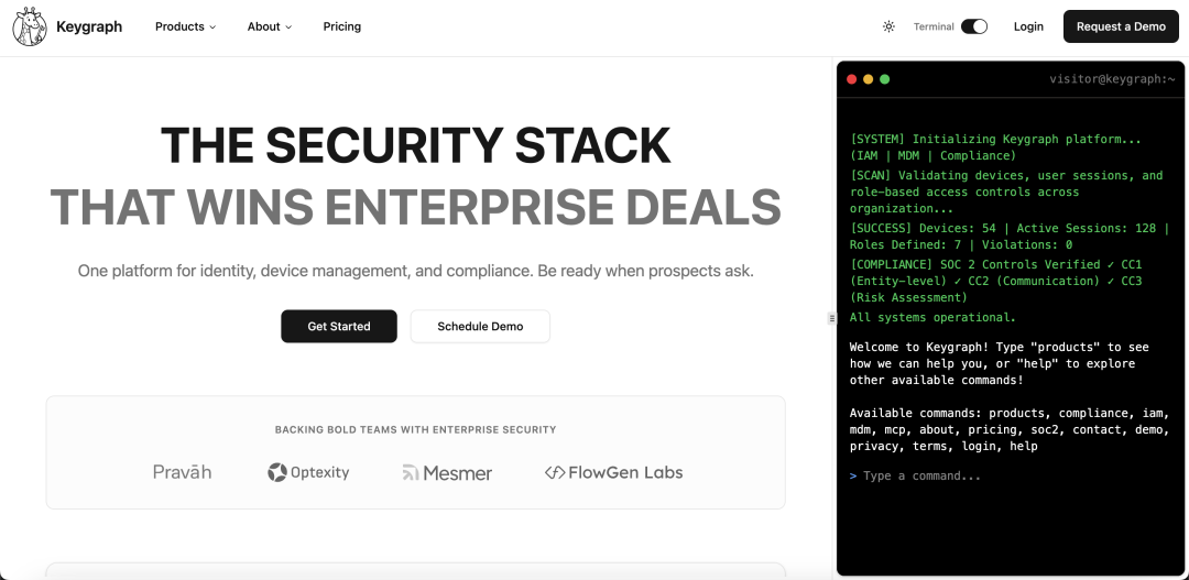 Keygraph平台初始化界面与终端