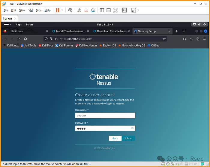 创建Nessus管理员账户
