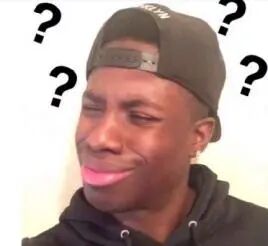 黑人困惑表情包，周围环绕着问号