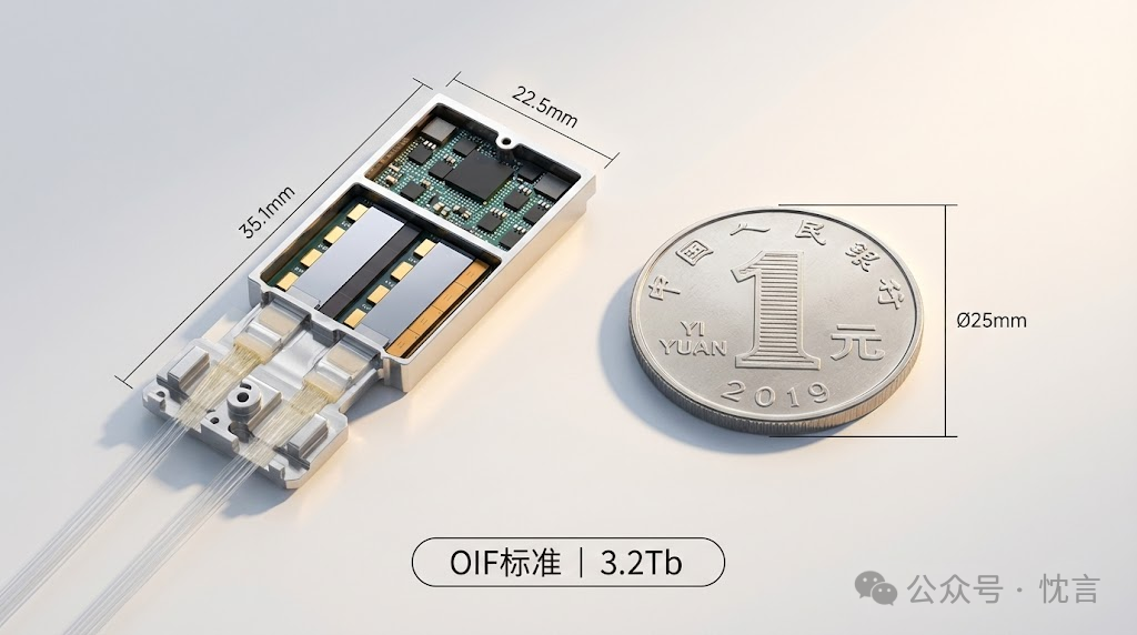 NPO模块与一元硬币尺寸对比图