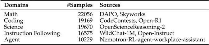 RL训练阶段数据配比表
