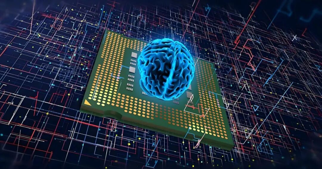 象征人工智能与硬件融合的量子大脑芯片概念图