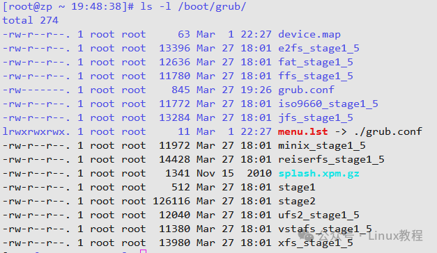 GRUB目录文件列表示例