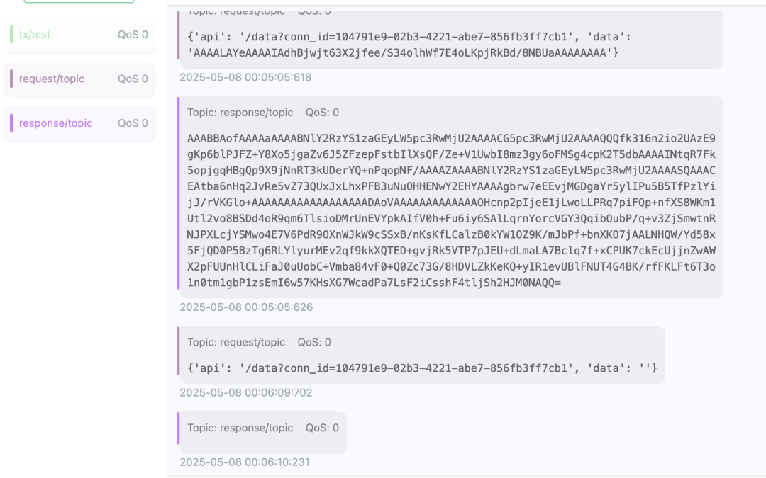 通过MQTT主题传输的Base64编码数据包