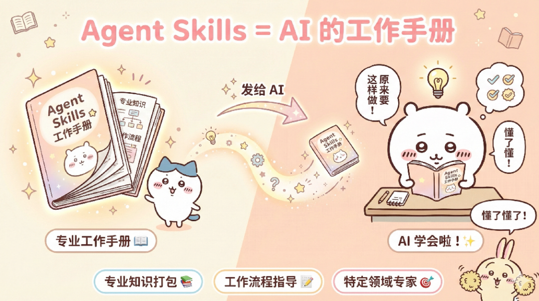 Agent Skills是AI工作手册的漫画