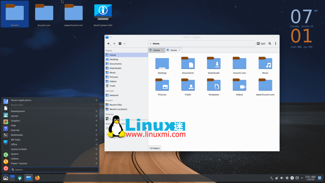MX Linux 25.1 桌面环境截图
