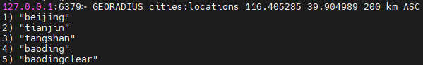Redis GEORADIUS 命令示例