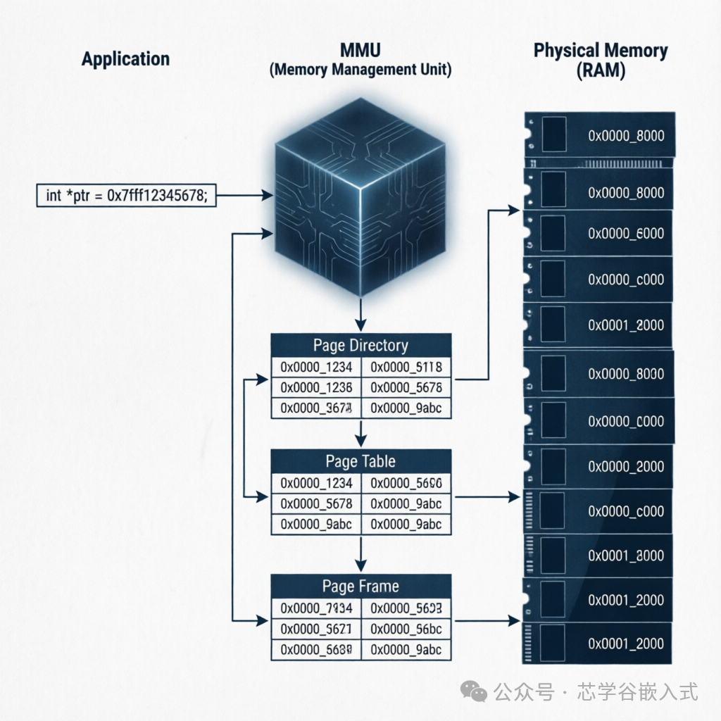 MMU内存地址转换示意图
