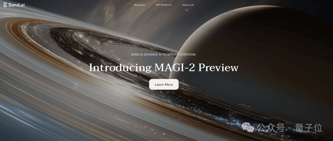 Sand.ai 公司网页宣传图:Introducing MAGI-2 Preview