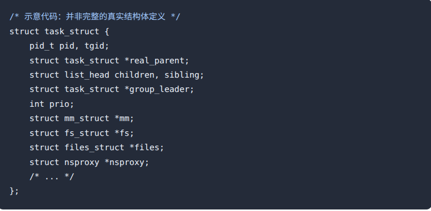 Linux task_struct结构体示意代码