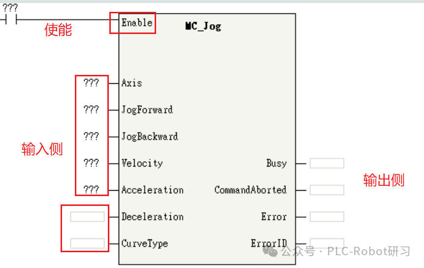 汇川PLC中MC_Jog点动运动控制指令块示意图