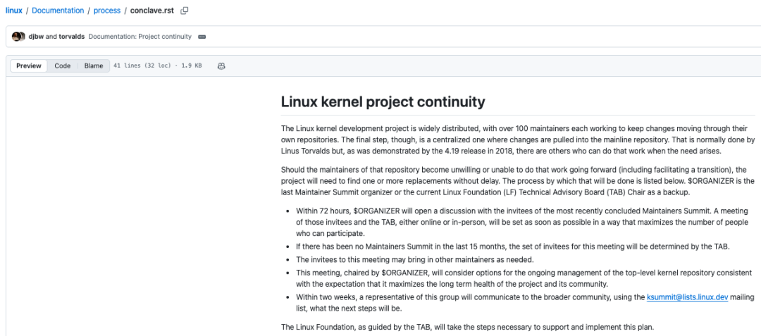 Linux内核项目延续性文档conclave.rst的网页截图