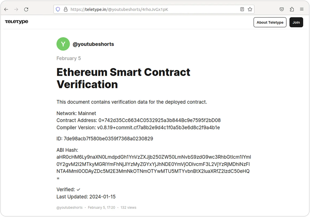伪装成智能合约文档的C2信息存储页面