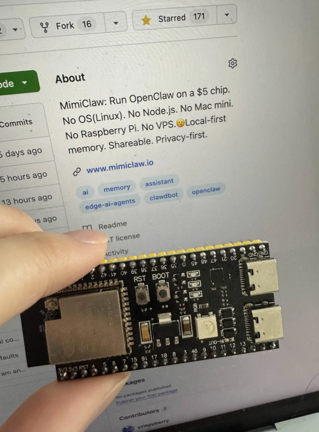 MimiClaw项目介绍与ESP32板卡实物图