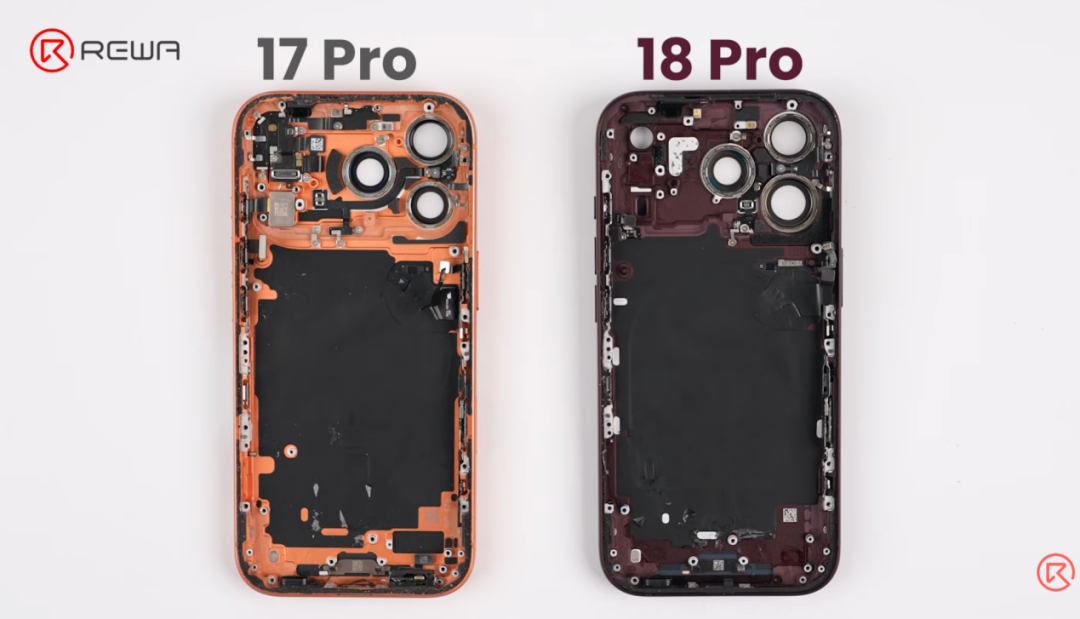 iPhone 17 Pro 与 iPhone 18 Pro 拆解内部结构对比